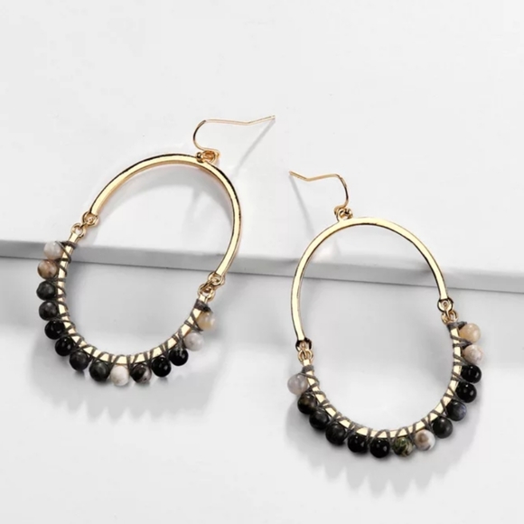 Anthro Natural Stone Drop Earrings - Picture 2 of 3